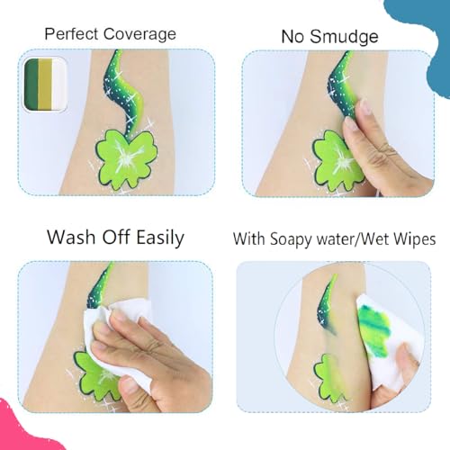 WIKNOW Kits de pintura facial para crianças, adultos, festa, arco-íris, paleta de bolo dividido, pin