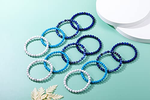 Jovivi 4Pcs 6Mm Natural Semi-Precious Gemstones Beaded Crystal Bracelets Sets For Women Men Handmade Reiki Healing Crystal Quartz Stone Yoga Energy Beads Stretch Bracelet Adjustable Unisex #TOP5