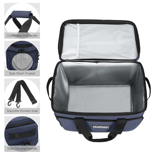Hulongo 32L Foldable Collapsible Insulated Cooler Bag Soft Sided Cooler for Grocery Shopping, Beach, Camping, Reusable Grocery Bags Shopping Bags Heavy Duty, Blue by Hulongo - Image 5