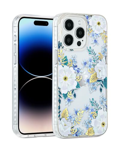 Coque iPhone 15 Pro Max fleurie transparente protection antichoc élégante pour smartphone