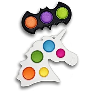 BirdWing Eenhoorn en vleermuis Anti-stress Simple Dimple Push Pop It Fidget, Unicorn en Bat Sensory speelgoedset voor…