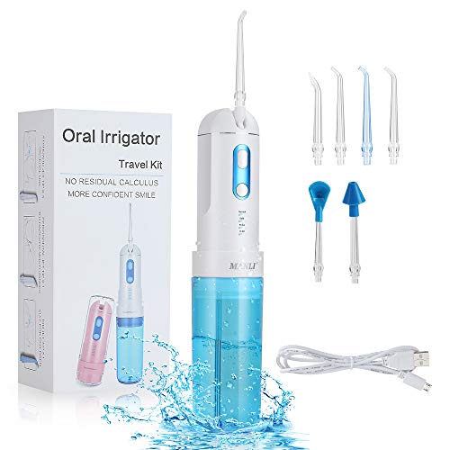 Water Power Flosser, MANLI Professional Cordless Dental Oral Irrigator, Power Dental Flossers, USB Rechargeable, Ipx7 Waterproof & 4 Modes for Travel, Home and Family Use