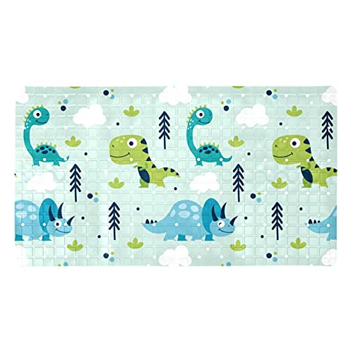 Tapis de baignoire antidérapant vert et bleu avec ventouses pour enfant