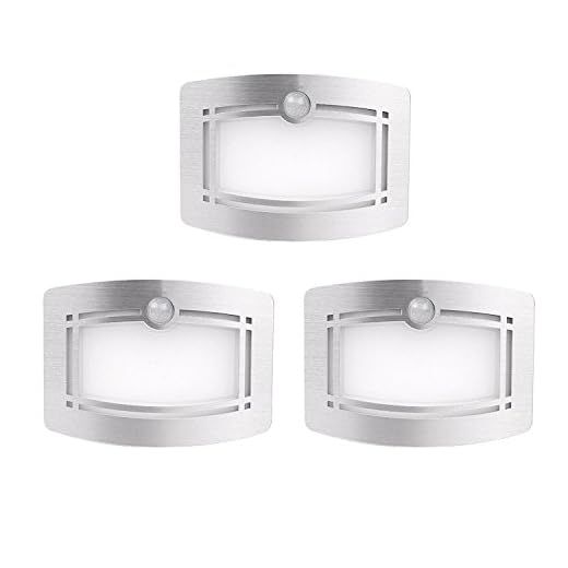 Motion Sensor Closet Light, OxyLED Wall Lights Battery Operated, Luxury Aluminum Stick-on Anywhere Wall Lamp Sconces, Motion Sensor Indoor Security Light for Stair, Kitchen, Bathroom, Hallway, 3 Pack