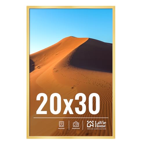 Image of LaVie Home 20x30 Picture Frame for Wall Display, 20x30 Gold Picture Frame with HD Plexiglas, 20 x 30 Poster Frame 1 Pack, Display Frame for Vertical or Horizontal, Classic Collection