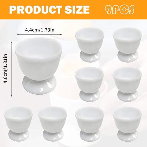 Hongoen 9 Stück Eierbecher Porzellan,Eierbecher Keramik,Eierbecher Porzellan Eierbecher Set,PP-Material Round Egg Cups 4.4 X 4.6 cm,Frühstück Eierhalter Geschirr,EierStänder Eierhalter für Hart – Bild 3