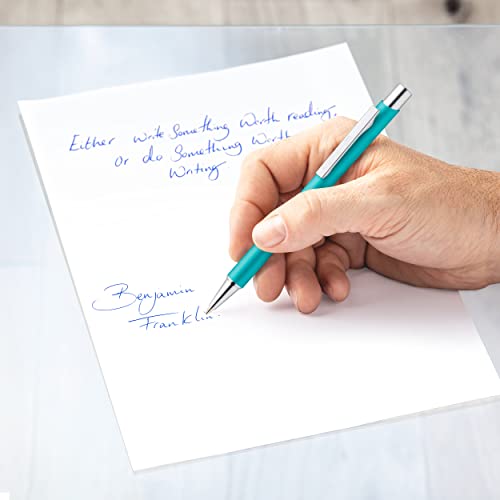 STAEDTLER Długopis kulkowy, elegancki, metalowy trzpień, trwały, wymienny wkład M, odporny na dokumenty, kolor niebieski, 10 długopisów w kolorze pacyfikowym w kartonowym etui, 421 45-39