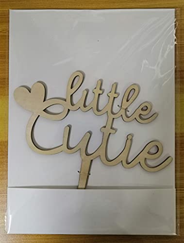 Little Cutie Cake Topper For Baby Shower Decorations , Orange Rural Party Decors , Wood #TOP4