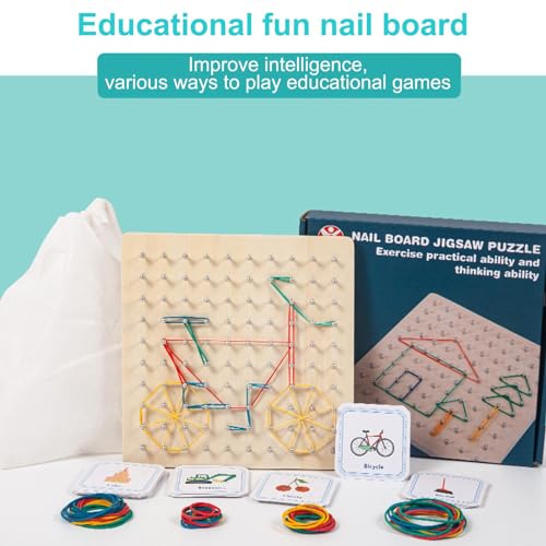 Planche à ongles créative géométrique, géoboard bois et jeu éducatif