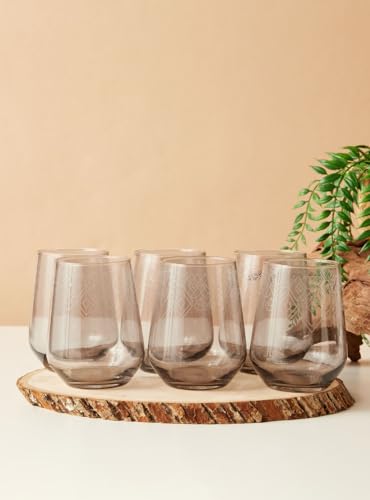 Image of bellemax 350 ML Black Drinking Glasses, Highball Lead-Free Glasses, Tumblers for Mixed Drinks, Water, Juice, Beer, Cocktail and Mixed Drinks (6)