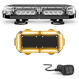 SpeedTech Lights Mini 14 72 Watts LED Strobe Lights for Trucks, Cars, Plows, and Emergency Vehicles with Magnetic Roof Mount - Amber/Amber (Yellow/Yellow)