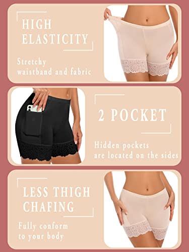 materasu 2pack Seamless Slip Shorts: Slip Boyshort Panties for Women Anti Chafing Underwear Smooth Workout with pocket2