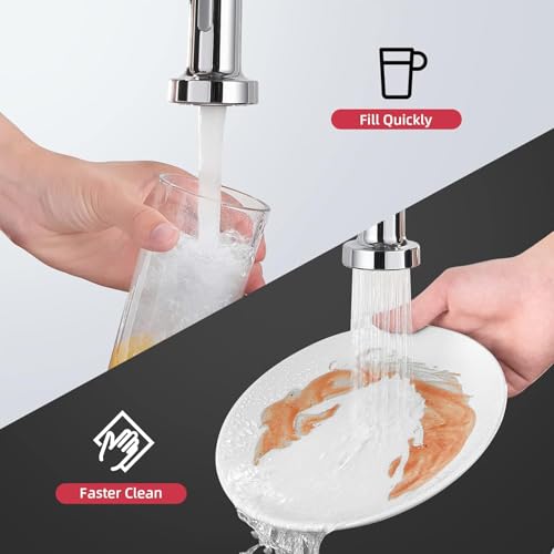 Image of Cobbe Kitchen Tap, Spring Sink Mixer Taps with Pull Down Sprayer, 2 Spray Modes High Arc Swivel 360 Single Handle Lever Kitchen Tap (Brushed Nickel)