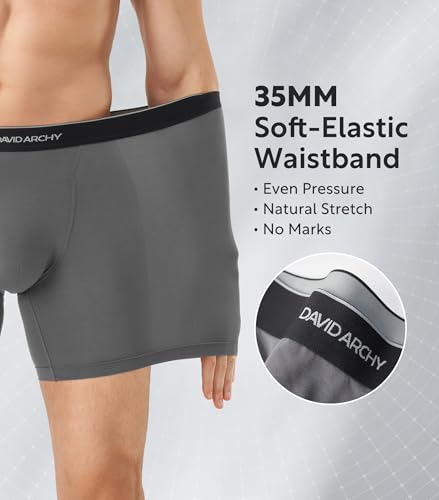 Image of DAVID ARCHY Mens Underwear Breathable Silky Soft Modal Boxer Briefs for Men Pack 4, Wide Waistband No Ride Up