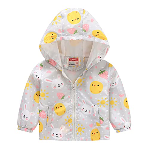 Toddler Boys Girls Cartoon Print Zip Jacket Hooded Trench Lightweight Kids Coats Windbreaker Casual Outerwear (Yellow, 3-4 Years)