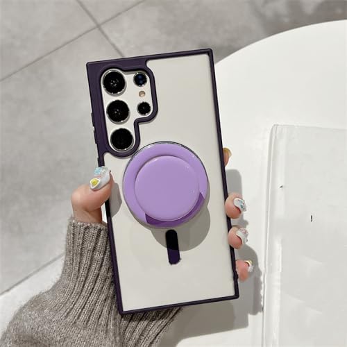 Coque Samsung S24 Plus transparente violette avec support magnetique sans fil