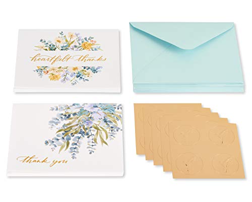 Image of Papyrus Blank Wedding Thank You Cards with Envelopes, Eucalyptus Leaves (20-Count)
