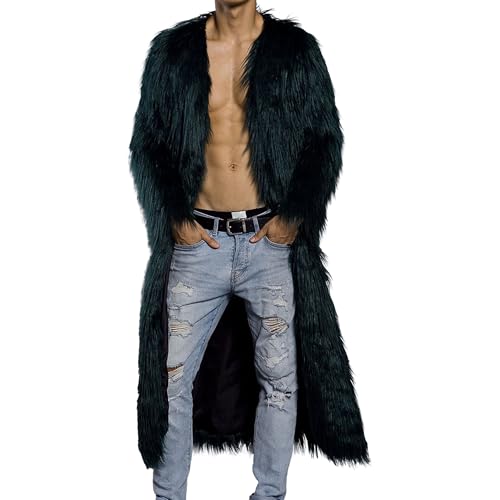 DGHM-JLMY Men's Essential Versatile Faux Fur Coat Long Fashion Faux Fur Coat Daily Trend Thickened Warm Trench Coat - Main Image