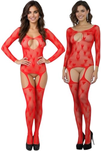 Image of ToBeInStyle Women's Long Sleeve Bodystocking Bodysuit Lingerie Regular & Plus Sizes