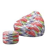 Hiseng Funda Puff Pera con Reposapies Sin Relleno S M L XL XXL, Puff Sin Relleno Lavable Grande Pequeño para Adultos Almacenaje de Juguetes de Peluche para Salon (Rosa Elegante 8,100x120cm)