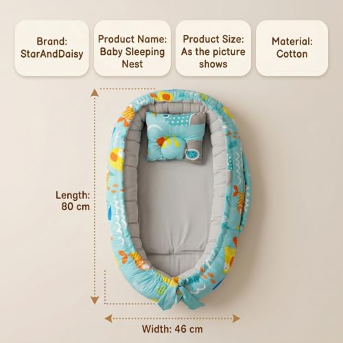 Image of StarAndDaisy Baby Nest /Sleeping Bed for New Born Boy & Girl Soft & Comfortable Baby Beddig Set for Baby /Foldable & Washable, Baby Sleeping Bag Set.