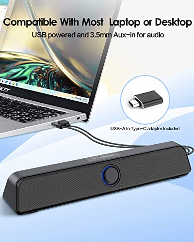 Lenrue Computer Speakers, Dual 5W Pc Speaker, Usb-A/Usb-C Powered Laptop Speaker, 3.5Mm Audio-In Wired Computer Speakers For Desktop Monitor,Laptop,Tablets,Plug-N-Play #TOP3
