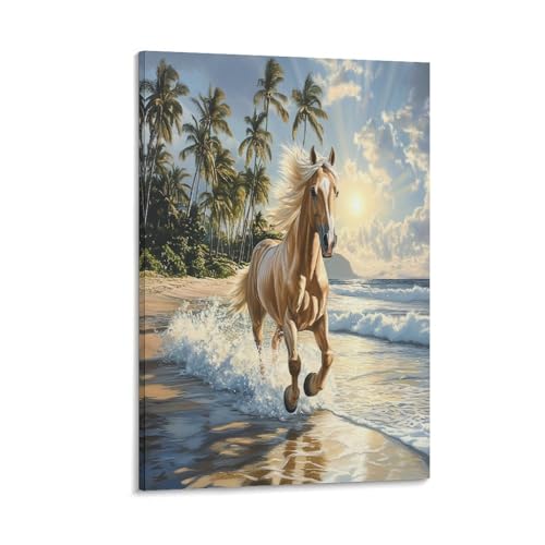 Décoration murale de salon avec peinture sur toile cheval élégante 30x45cm