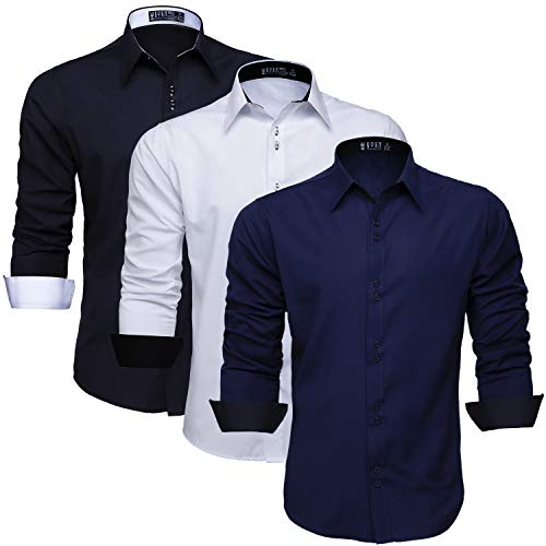 Kit Camisa Social Masculina Slim Manga Longa 3 Unidades (P, Cor Cód. K5810)