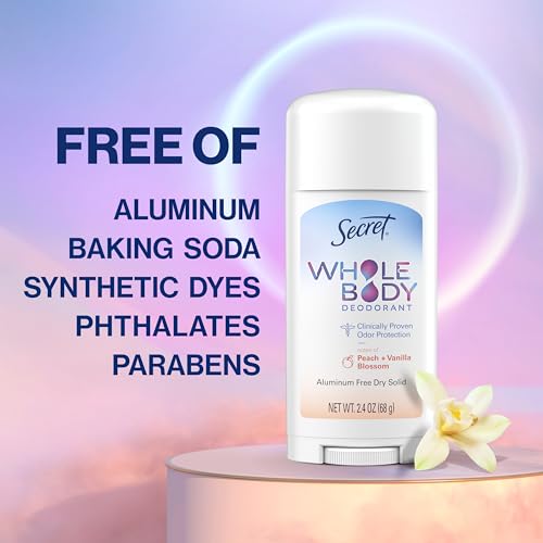 Secret Whole Body Deodorant Stick, Spray & Cream Travel Size Regimen Pack for Women, Peach & Vanilla Blossom Scent, Aluminum Free Deodorant, 72 HR Odor Protection, 0.5 oz, 1.0 oz, 0.8 oz - image 3