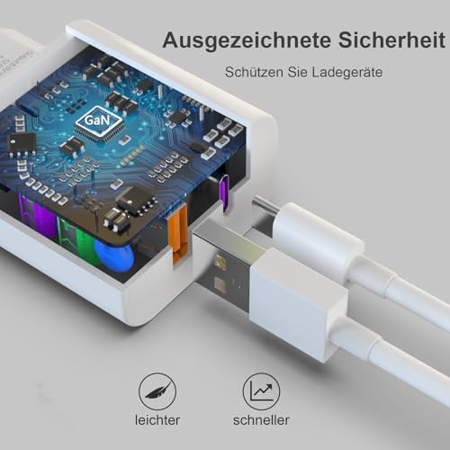 USB C Ladegerät 25W mit USB Adapter [ 2 in 1 ] 2er Pack Ladeadapter für iPhone/iPad/Kopfhörer/Handy Netzteil Mehrfach Ladestecker PD 3.0 Schnellladegerät Steckdose usbc Stecker Charger,Ohne Ladekabel