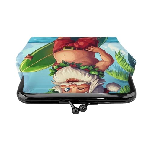 Pu Leather Buckle Coin Purse Christmas-Santa-Summery-Surf Girls Kiss-Lock Change Purse Wallets2