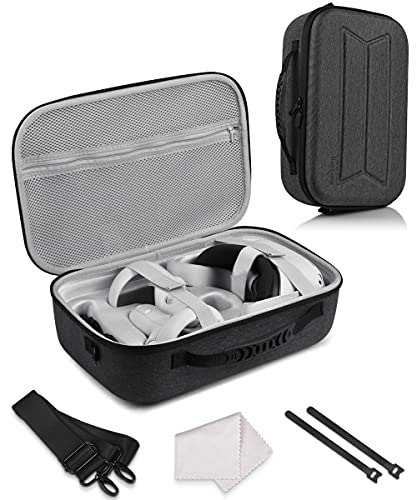 Oculus Quest 2 Case, IAlegant Oculus Quest 2 Carrying Case For Oculus Quest VR Gaming Headset, Controllers Accessories Hard Oculus Quest Travel Case with Shoulder Strap, Silicone VR Face Mask