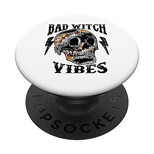 Vintage Halloween Skeleton Skull Bad Witch Vibes PopSockets Swappable PopGrip