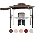FAB BASED 5x8 Grill Gazebo, Outdoor BBQ Grill Patio Canopy with Extra Shadow & LED Lights, Barbeque Gazebo Canopy (Brown)