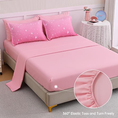 Image of Dinjoy Girls Comforter Set 7 Pieces, Queen Size Colorful Ombre Rainbow Bedding Set, Bed in A Bag for Kid Teen Girls (1 Comforter, 1 Flat Sheet, 1 Fitted Sheet, 2 Pillow Shams, 2 Pillowcases)