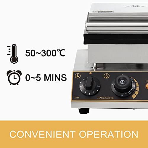 Vbenlem 110V Commercial Waffle Maker 4Pcs Nonstick 2000W Electric Waffle Machine Stainless Steel 110V Temperature And Time Control Rectangle Belgian Waffle Maker Suitable For Bakeries Snack Bar Family #TOP1