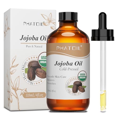 PHATOIL Aceite de Jojoba Bio 118ML, Jojoba Oil 100% Natural Puro - Prensado en Frío - Sin Hexano - Aceite Hidratante para Piel, Cabello, Cuerpo, Uñas, con Pipeta