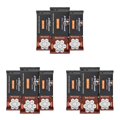 Image of Kilobeaters Raw Cacao Protein Whey Bars For Diabetics & Fitness Enthusiasts, Zero Sugar & Zero Preservatives, 30 gm - (Pack Of 9)