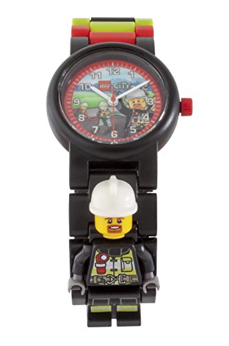 Image of LEGO Kid's Analog Watch Set Minifigure Link City Fire Fighter 802159