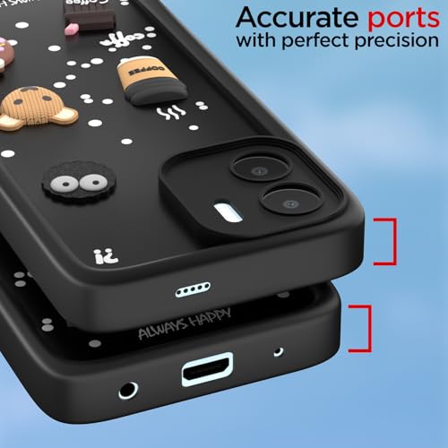 Image of Pikkme Back Cover for Redmi A1 / Redmi A2 | Cute Fun Cartoon 3D Bear Silicone Full Body Protection Bumper Cover (Black)