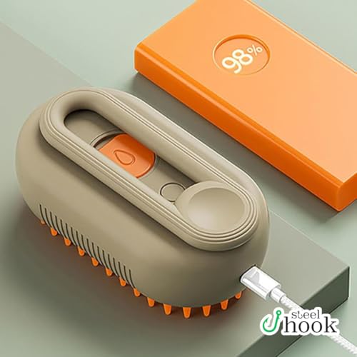 Escova Pet 3 em 1 para Cães e Gatos – Vaporizada, Recarregável, Cabo Ergonômico e Remoção de Pelos e