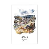 DUYIGCR Galax VA, Carroll County Virginia Watercolor, Galax Virginia Gift, Canvas Wall Art Print Poster For Home School Office Decor Unframe 24" L X 36" W