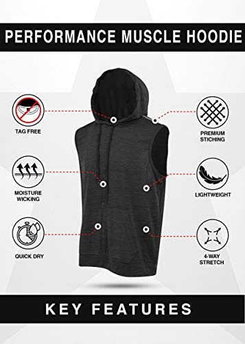 Reset Muscle Hooded Gym Tank Tops for Men, Active Athletic Performance Tops - 4 Pack2