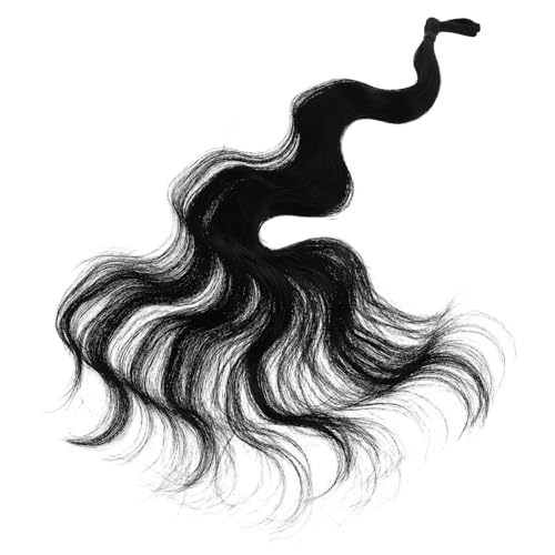 FRCOLOR paquete de pelo de peluca de caballo de mujer decoración vintage extensiones de cabello para postizo largo y ondulado moño con cordón Alambre de alta temperatura Black