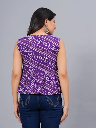 Image of Stylum Women's Bandhej Printed Rayon Peplum Top