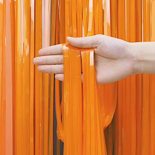 Image of Orange Tinsel Curtain Party Backdrop - GREATRIL Foil Fringe Curtain Party Streamers for Fall /Thanksgiving Day /Birthdays /Doorway /Easter /Coco Theme /Day of The Dead Party Decorations 2 Packs