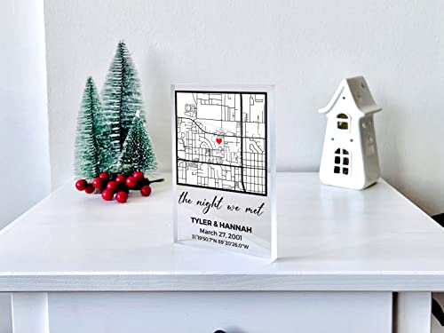 Where We Met Valentines Day Map Plaque - Couple Map, Gift For Her, Acrylic Plaque Couple Gift, Custom Locaiton, Gift For Him, Couples Gift #TOP1