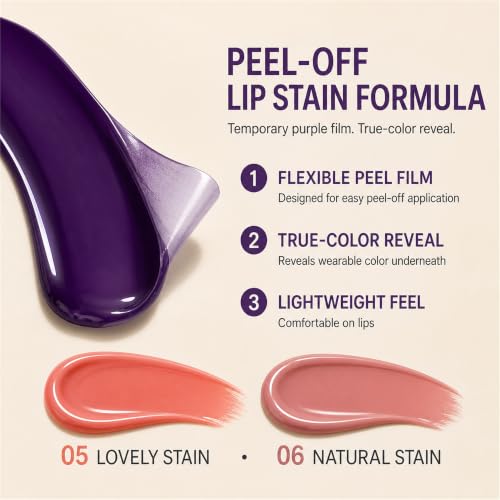 Image of lip stain peel off,Long-Lasting All day Lips tick peel off Masque,Waterproof and Transfer Proof Lip tint - Matte Finish Peel Off lip stain（ 04 Darling Stain ）