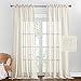 PONY DANCE Leinentopik Vorhang 240 cm Lang - Voile Gardinen mit Stangedurchzug Gardinenschals für Sonnenlicht Filtern & Sichtschutz Vorhänge, Beige, 2 Stücke H 240 x B 132 cm