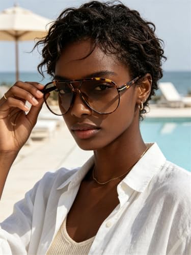 Image of GUVIVI Retro Aviator Sunglasses for Women Men Oversized Lightweight Glasses